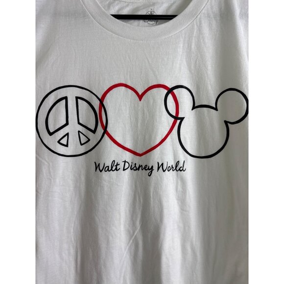 Walt Disney NEW Peace Love Mickey Mouse 2XL Adult White T-shirt - Picture 2 of 4